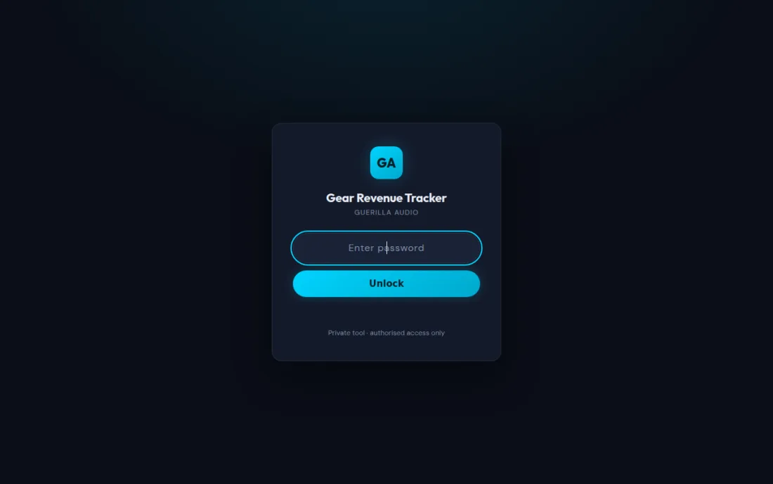 The Gear Revenue Tracker sign-in screen
