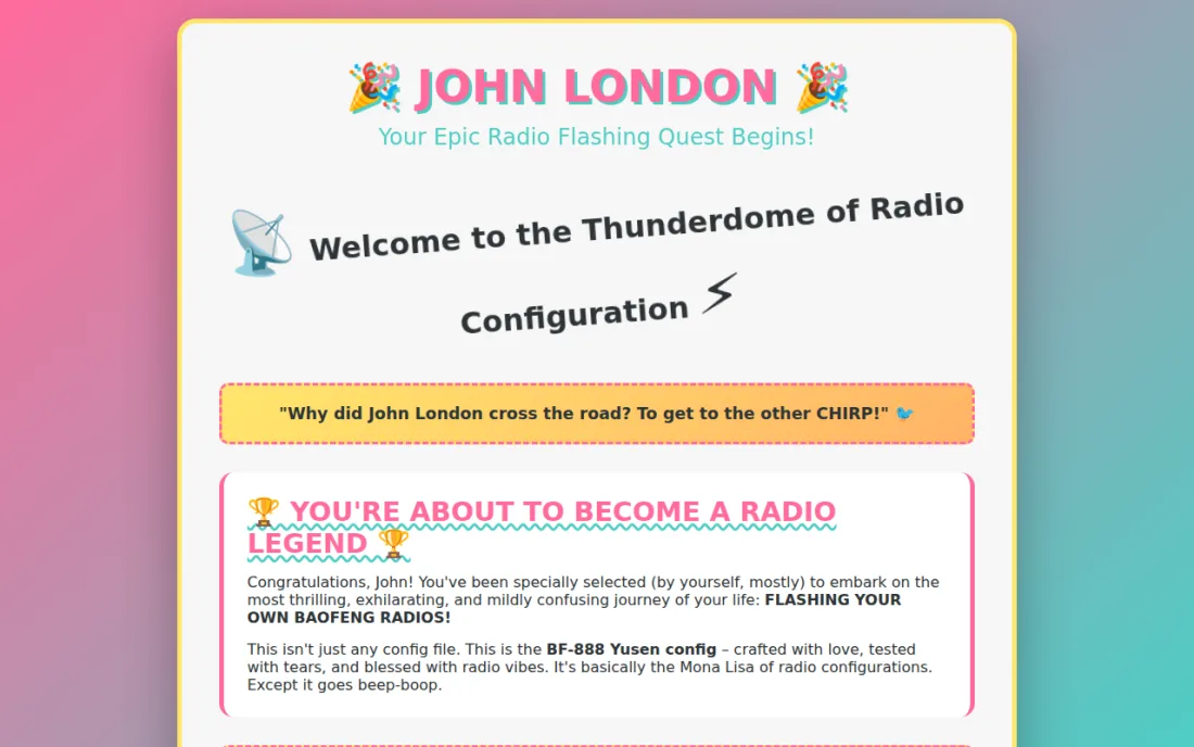 A guided radio flashing walkthrough page